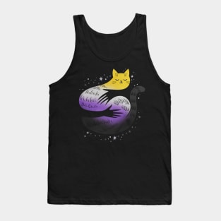 Nonbinary Cat Hug LGBT Pride Flag Tank Top